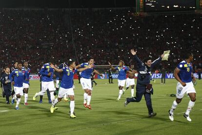 Los jugadores de Ecuador celebran su pase al Mundial