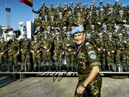 Alberto Asarta en la base Cervantes, en Marjayoun.