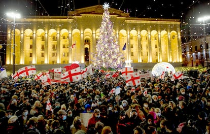 Manifestación en apoyo a Saakashvili, el 21 de diciembre en Tbilisi.