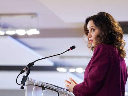 La presidenta de Madrid, Isabel Díaz Ayuso, participa en el foro económico de 'El Norte de Castilla', este jueves en Arroyo de la Encomienda (Valladolid).