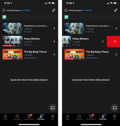 Eliminar descargas de Netflix selectivamente.