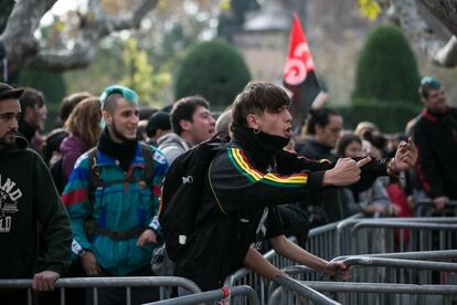 Protesters in Barcelona on Thursday.