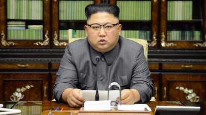 Kim Jong-un faz pronunciamento contra Donald Trump na TV norte-coreana.