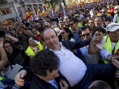 Miquel Iceta en una manifestaci&oacute; a favor de la unitat d&#039;Espanya.