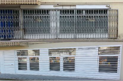 El apartamento de Jon Goitia es una antigua carnicería en el noroeste de Madrid capital: arriba el local antes de la transformación; abajo su estado actual.