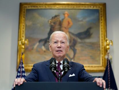 President Joe Biden speaks on the Supreme Court ruling on affirmative action in college admissions in the Roosevelt Room of the White House, Thursday, June 29, 2023.