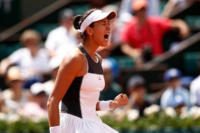 Muguruza celebra un punto durante el partido ante Kontaveit.