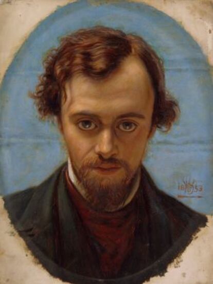 Retrato de Dante Grabiel Rossetti lider del prerrafaelita William Holman, propiedad del City Manchester Galleries.