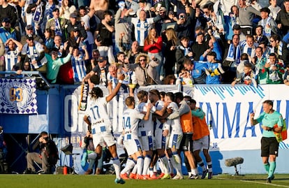 Matija Nastasic celebra su gol ante el Atltico de Madrid en la jornada 20 de la Liga este sbado en Butarque.