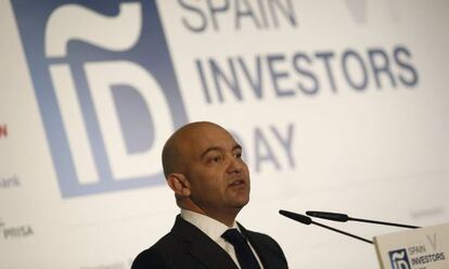 El secretario de Estado de Comercio y Presidente del ICEX, Jaime Garc&iacute;a-Legaz, durante su intervenci&oacute;n en la inauguraci&oacute;n del Spain Investors Day