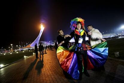 Vladimir Luxuria en la Plaza Olímpica de los Juegos de Sochi el pasado 17 de febrero.