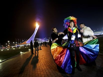 Vladimir Luxuria en la Plaza Ol&iacute;mpica de los Juegos de Sochi el pasado 17 de febrero.