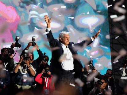 López Obrador celebra su victoria electoral, el pasado 1 de julio, en Ciudad de México. 