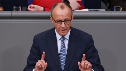 Friedrich Merz, próximo canciller de Alemania, en el Parlamento del país, este jueves.