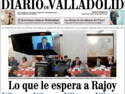 Portada de El Mundo de Valladolid de hoy. EFE/El Mundo de Valladolid
