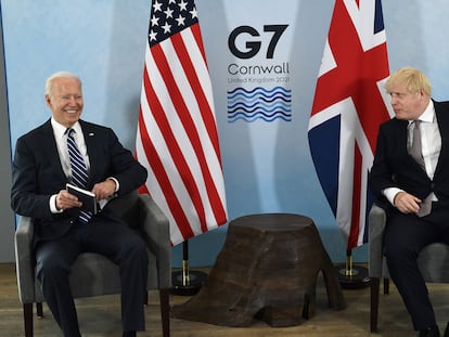 Joe Biden y el primer ministro británico Boris Johnson.