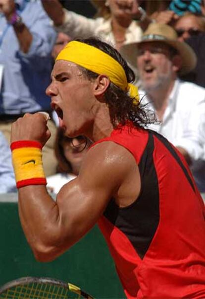 Nadal celebra un punto ganado.