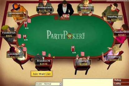 Imagen de una partida en la página <i>web</i> Partypoker.com.