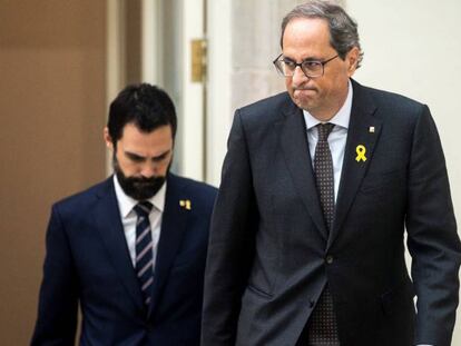 El presidente de la Generalitat de Cataluña, Quim Torra, y el del Parlamento, Roger Torrent.
