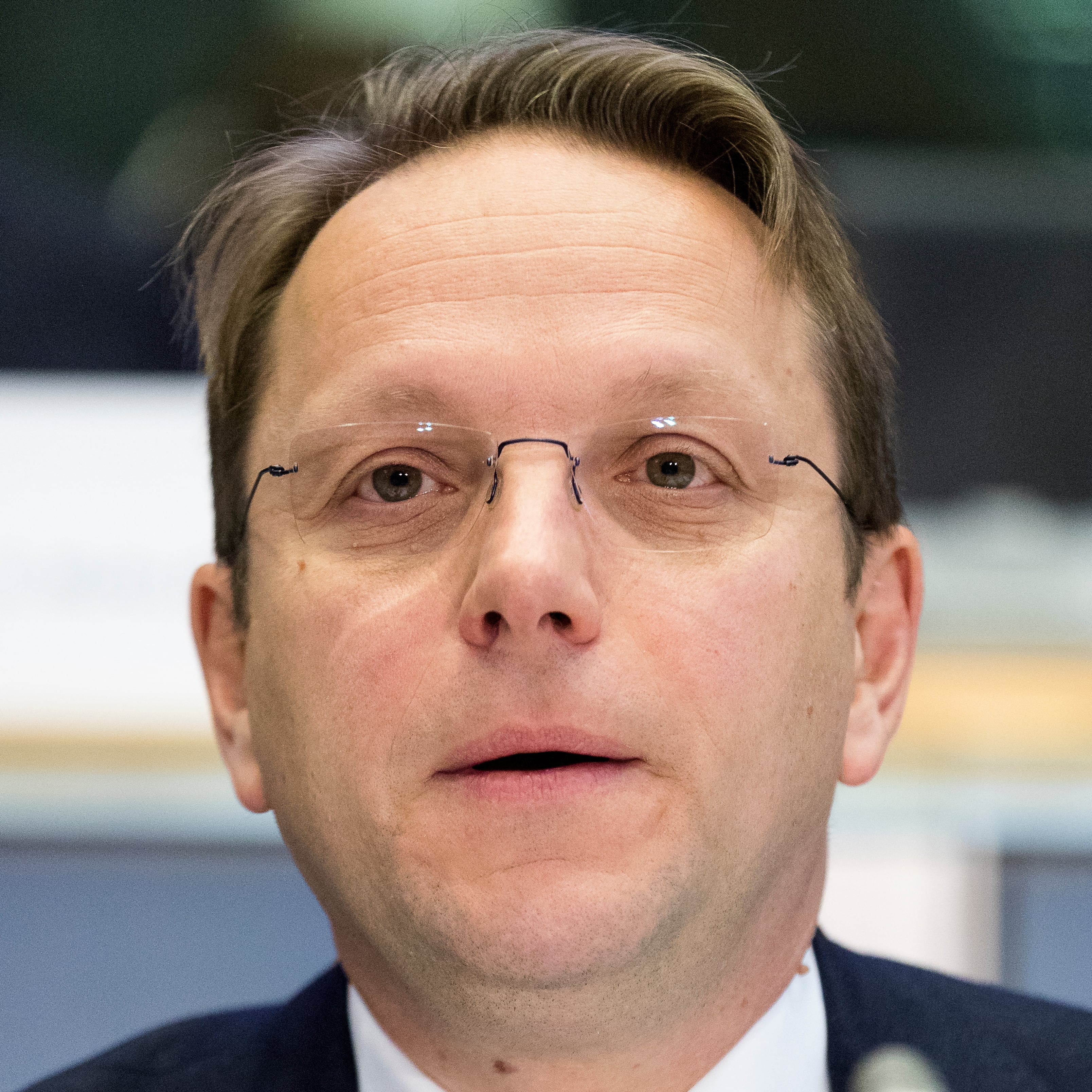 BRUSSELS, BELGIUM - NOVEMBER 14, 2019: European Commissioner-designate for neighborhood and enlargement policy, Oliver Varhelyi is answering questions during his hearing at the European Parliament on November 14, 2019, in Brussels, Belgium. The European Union is in the process of reviewing a team of European Commissioners for incoming President of the European Commission Ursula von der Leyen, who was due to take office on November 01. (Photo by Thierry Monasse/Getty Images)