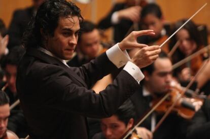 El joven director venezolano durante una representación en el teatro veneciano esta temporada