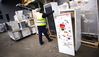 Planta de reciclaje de residuos electrónicos Recytel en Campo Real (Madrid), el pasado 14 de enero.