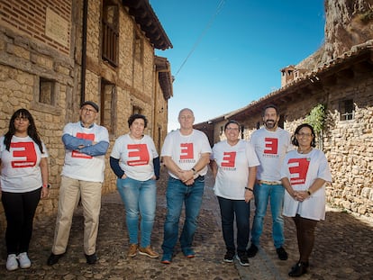 Miembros de asociaciones de España Vaciada en Castilla y León, en octubre en Calatañazor (Soria).