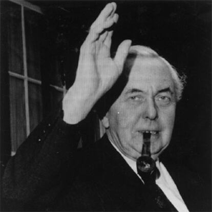 El primer ministro laborista británico Harold Wilson, tras anunciar su renuncia voluntaria el 11 de marzo de 1976.