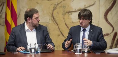 Oriol Junqueras i Carles Puigdemont a la Generalitat.
