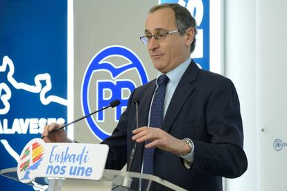 Alfonso Alonso, presidente del PP vasco, comparece este miércoles en Vitoria.