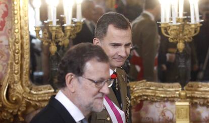 Felipe VI y Mariano Rajoy, en la celebraci&oacute;n de la pascua militar. 