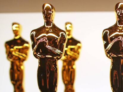 Oscar trophies backstage at the 89th Academy Awards in February 2017.