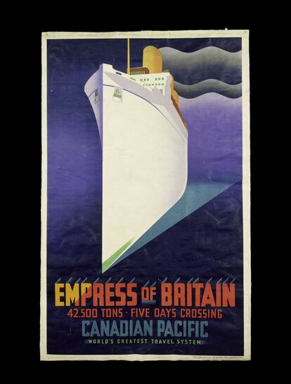 Póster de Canadian Pacific Steamship diseñado por J. R. Tooby.