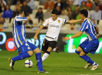 Villa, justo antes de disparar para marcar su primer gol.