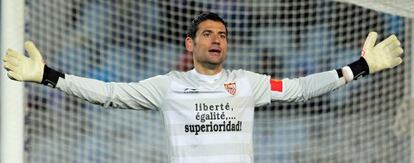 Palop, durante el partido del Sevilla ante la Real Sociedad.