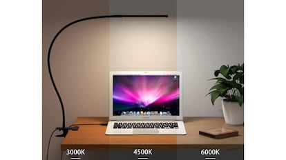 lámpara con pinza y cuello flexible