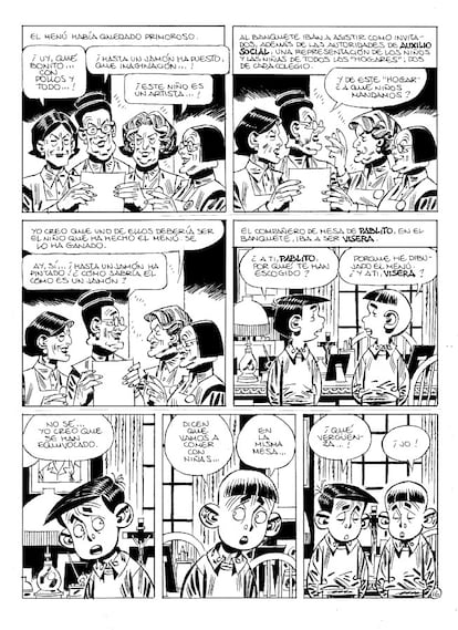 Talerz z komiksem „Paracuellos” autorstwa Carlosa Giméneza.