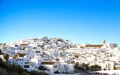 El caserío sobre un cerro de Vejer de la Frontera, en la provincia de Cádiz.