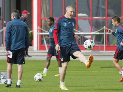 Schweinsteiger, en un entrenamiento del Bayern.