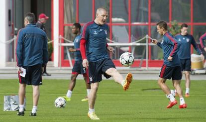 Schweinsteiger, en un entrenamiento del Bayern.