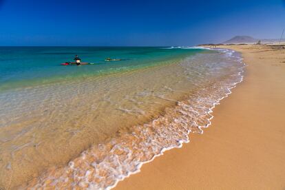 Una playa de Corralejo, en el norte de Fuerteventura.