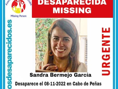 Imagen difundida por la asociación SosDesaparecidos sobre la desaparición de Sandra Bermejo.