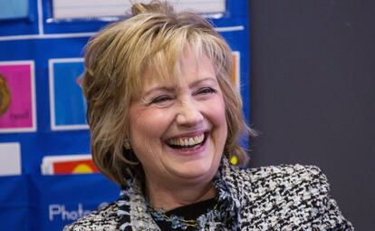 Hillary Clinton durante la presentación de su colaboración con Univisión.