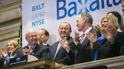Ejecutivos de Baxalta en el New York Stock Exchange