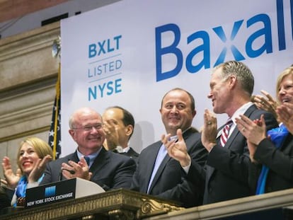 Ejecutivos de Baxalta en el New York Stock Exchange