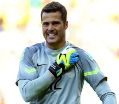 Julio César, durante a cobrança de pênaltis contra o Chile.