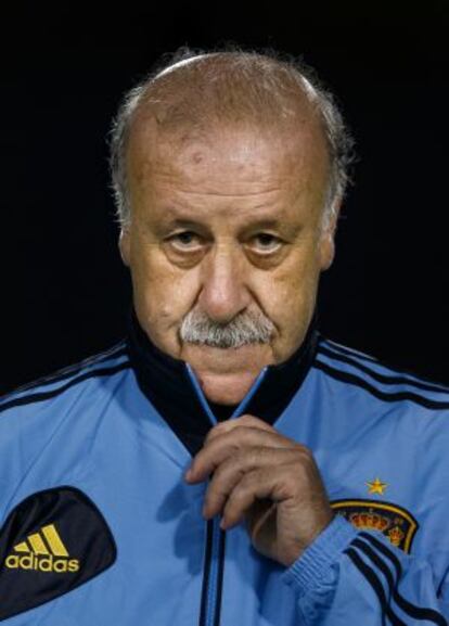 Del Bosque, durante un entrenamiento.