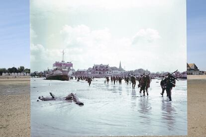 Una imagen de Juno Beach, una de las cinco playas de la invasión, en junio de 1994. En Juno desembarcaron sobre todo tropas canadienses.