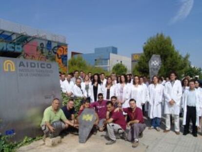 Investigadores del instituto Aidico en el paro de este martes.