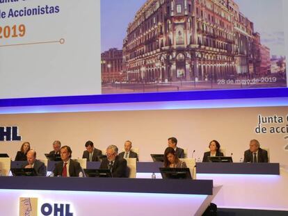 El presidente de OHL, Juan Villar-Mir de Fuentes, durante su intervención en la última junta de accionistas.